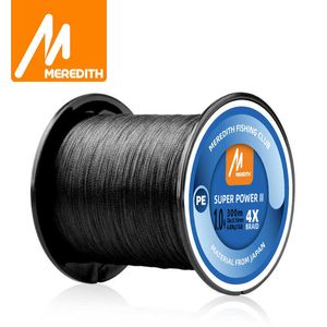 Accessoires de pêche MEREDITH SUPER POWER II multicolore 100M 300M 500M 4 brins PE tressé ligne de pêche multifilament lisse ligne de pêche 15-80LB P230325