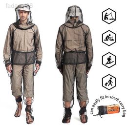 Vissen Accessoires Mesh Hooded Mosquito-Proof Suit Outdoor Fishing Adventure Insect-Proof Clothing Set Kamperen Wandelen Anti-muggenbeetkleding HKD230706