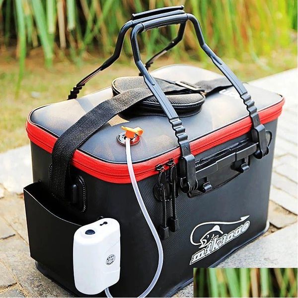 Accessoires de pêche Mikanuo seau pliant épaississement du poisson vivant portable Eva Water Tank Outdoor Tackle Live Box Drop Livrot Sports Dhykr