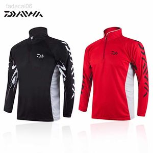 Vissen Accessoires Nieuwe Merk Vissen Kleding Zomer Lente HerenLange Mouw Sneldrogende Anti-Uv Kleding Ademende Shirts zwart rood Pesca HKD230706