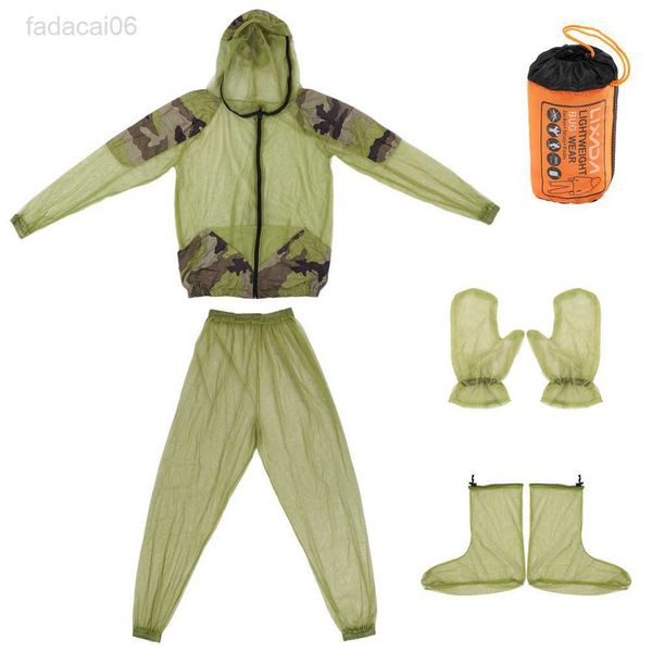 Accesorios de pesca Traje repelente de mosquitos al aire libre Chaqueta de insectos Trajes con capucha de malla Pesca Caza Chaqueta de camping Camisa de malla protectora contra insectos HKD230706