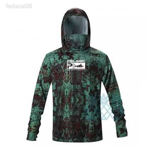 Accesorios de pesca Hombres pelágicos Sudadera con capucha de pesca Camisas Ropa de pesca de rendimiento de manga larga con máscara facial Polaina de cuello Uv Senderismo Jersey de pesca HKD230706