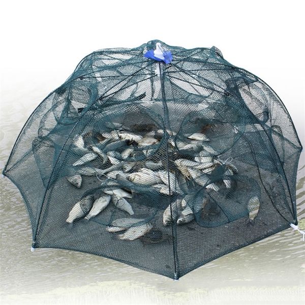 Accessoires de pêche Portable Parapluie Pliant Automatique Type de Piège Filet de Pêche Cage à Crevettes Crabe Piège à Poisson Cast Net 6/8/10/16/20 Trous 230601