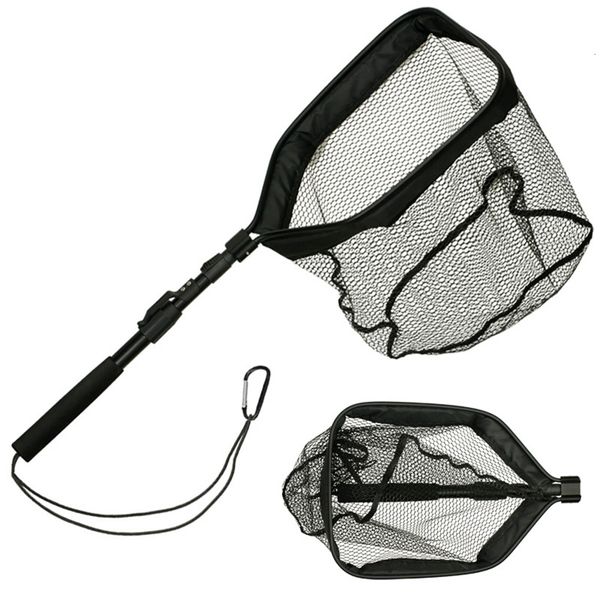 Accessoires de pêche Épuisette de pêche portable pliante Poignée télescopique portable avec corde Leurre Stream Fishing Cast Mesh Fishing Tackle Tool 230715