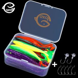 Accessoires de pêche QXO Box 27 pièces appât en Silicone leurre souple avec 7 crochets ver Swimbait Streamer cuillère de mer 231030
