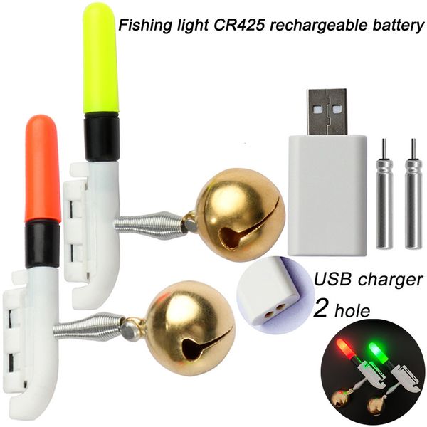 Accesorios de pesca Luz recargable Stick Rod Bell Luminoso Flotador LED CR425 3.6V Batería de litio Carga USB Tackle Noche Lámpara brillante 230909