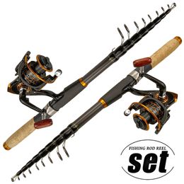 Accessoires de pêche canne et moulinet Combo 1.8m 3.6m en Fiber de carbone traction maximale 3.5kg leurre 5.2 1 rapport de vitesse filature pour bar Pesca 231115