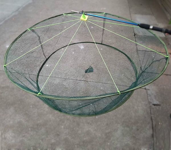 Accessoires de pêche Dispersés Pliable Drop Fishing Open Net Crayfish Catcher Casting Network Mesh for Fish Trap/Cage Crevette Appât Crabe Crevette Filet 230715