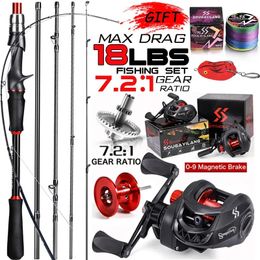 Visaccessoires Sougayilang Casting Rod Reel Set 1 8 2 1m Koolstofvezel en Max Drag 8kg met Lijnaas voor Bass Pike 231102