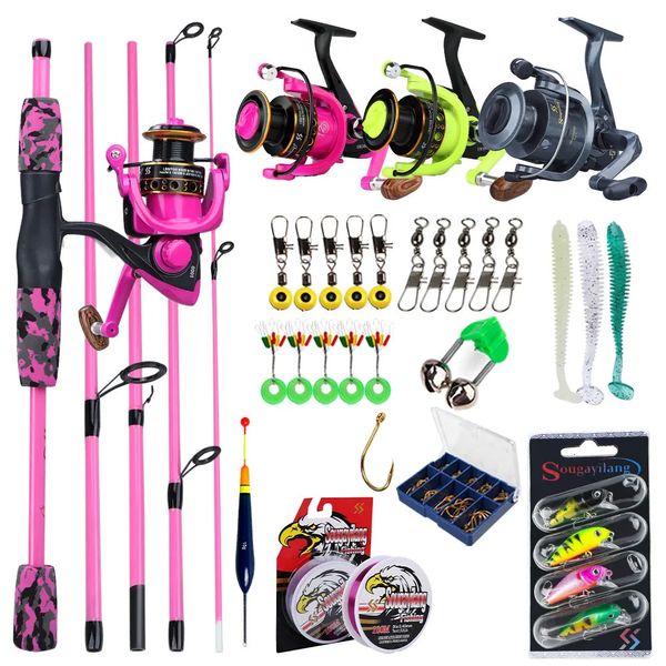 Accesorios de pesca Sougayilang Coda de pesca giratoria y carrete Kit completo Eva Many Rod y 1000-3000 Combo de carrete de pesca para pesca de agua dulce Pesca 231102