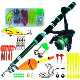 Accessoires de pêche Canne à pêche et moulinet Combo1.8M canne télescopique avec 5.2 1 moulinet 3BB traînée maximale 5kg Kit de pêche complet ensemble de pêche 231109