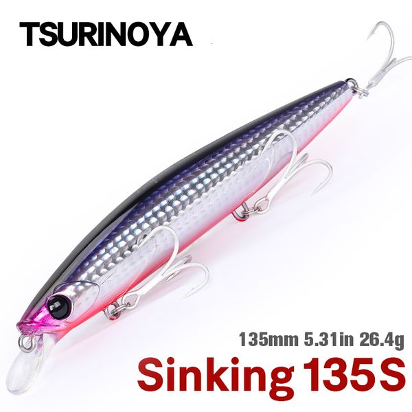 Accesorios de pesca TSURINOYA 135mm 264g Ultra Long Casting 135S Agua salada hundimiento Minnow BAYONET Tungaten Peso Señuelo Seabass Hard Bait 230629