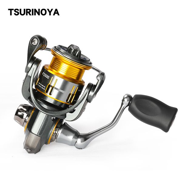 Accessoires de pêche Tsurinoya Bait Finesse Spinning Fishing Reel Fs 500 800 1000 Soupole peu profonde Long Coulage 4 kg Power 5.2 1 Trout Game Wheel 230812