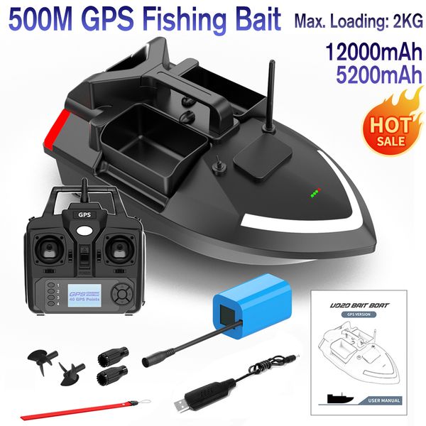 Accesorios de pesca V020 GPS Bait Boat 500m Control remoto Dual Motor Fish Finder Soporte Automático Crucero Retorno Ruta Corrección 230721