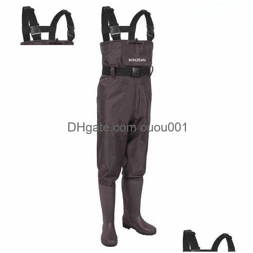 Accessori per la pesca trampolieri pantaloni tute in tuta con stivali set di attrezzatura per pantaloni impermeabili kit kit uomini drop consegna dhbxj