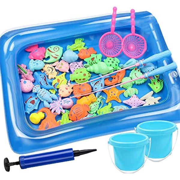 Jouets de bain de pêche, ensemble de jouets de poissons magnétiques amusants et sûrs, jeu d'été pour enfants, Table d'eau, fête intérieure et extérieure, jeux de piscine gonflables amusants