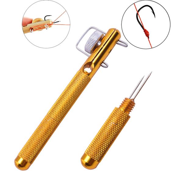 Hook de pesca Tier Nudos de aguja de doble cabeza Terrateo Tyer Tyer Kit Línea de pesca Knotter Tying Fishhook Herramienta de pesca con aguja de pescado