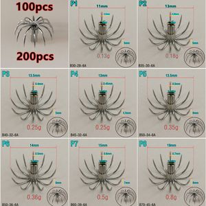 Vishaken 100 stcs 200 % roestvrij staal kleine inktvis haken p paraplu kroon vissen vishook p1-p8 spanje chili aas accessoires jig pesca 221107