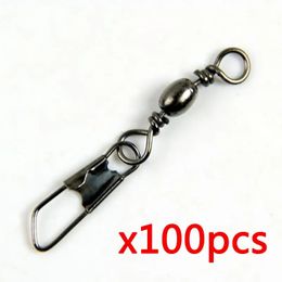 Fishing Hooks 100 pièces roulement pivotant connecteur de pêche taille mixte 6 #-14 # baril roulant anneaux solides pour hameçon leurre lien attirail outils de pêche 231013