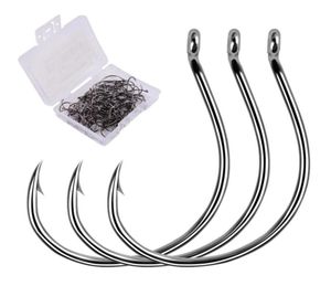 Hameçons de pêche 100 pièces ensemble de crochets barbelés en acier au carbone équipement pour crevettes de rivière en vrac et boîte de matériel pour les yeux de homard Fishhook7595956