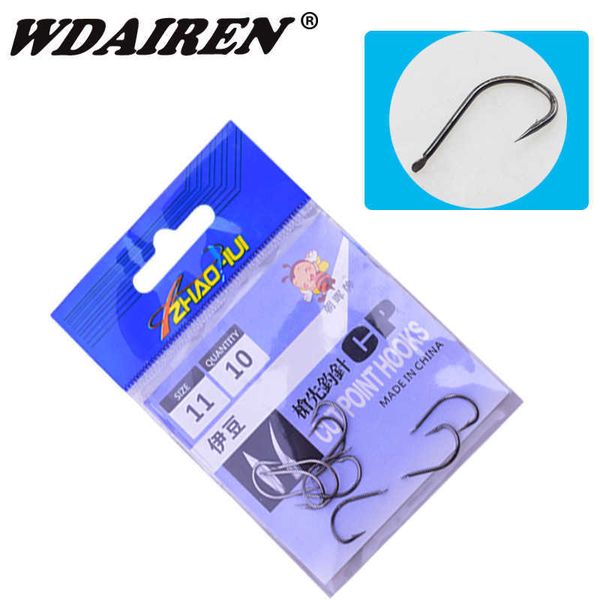 Anzuelos de pesca 10 unids/lote anzuelo Iseama 1 #-13 # anzuelo único anzuelo de pesca de alta calidad color negro plantilla anzuelo grande anzuelos triples WD-291 P230317