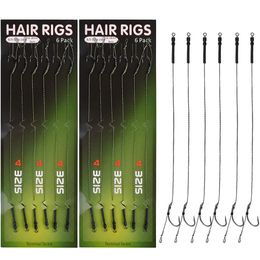 Hameçons de pêche 12 Pcs Leader Carp Hair Rigs Avec Ligne Tressée Bouillettes Prêtes À L'emploi Appât Attaché Groupe D'alimentation Crochet Barbelé Accessoires 230606