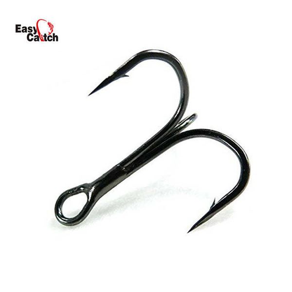 Hameçons de pêche 30pcs hameçons de pêche triples en acier à haute teneur en carbone 35647 noir petit rond courbé triple leurre dur cuillère hameçon taille 2 4 6 8 10 12 14 P230317