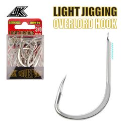 Vishaken 40 stks JK LOLHV 1/0 2/0 3/0 Vlakke vishaak Hoge sterkte Pike Sea Visserij Harkbed licht Jigging Fishhooks P230317