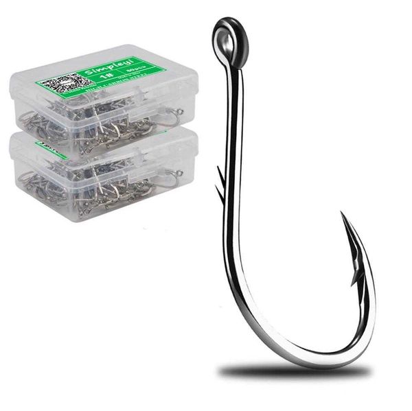 Hameçons de pêche 50pcs / Box Hameçons de pêche en acier à haute teneur en carbone barbelés Sea Worm Carp Single Circle Hook Set Accessoires de pêche à la mouche Tackle Fishhook P230317