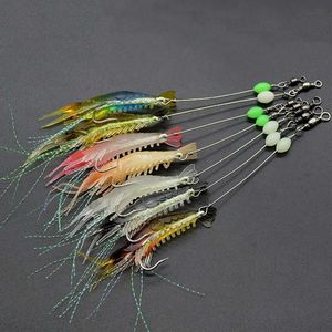 Anzuelos de pesca 7 piezas / lote 8 cm 5 g Señuelo de camarón de silicona Señuelos blandos luminosos Color mezclado Cebo artificial Pesca Sabiki Rig YE96 231031