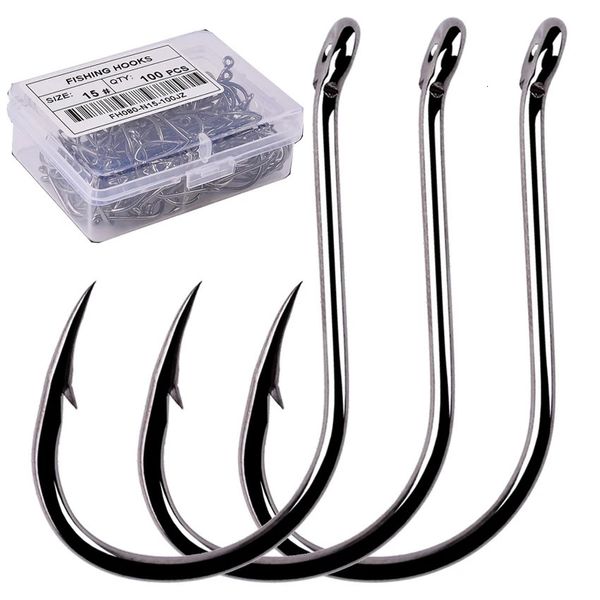 Hameçons de pêche Aorace 100pcsBox Iseama Circle Carp Eyed Hook Set Taille 215 # Ring Eye Japon Hameçons Single Jig 231031