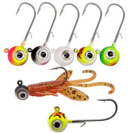 Vishaken Grote ogen Jig Hoofd Vishaken met Mustad Hook 1,8 g 3.5G 5G 7G 10G Viskop Vishook voor zachte worm Visserij Tackle DIY Kit P230317