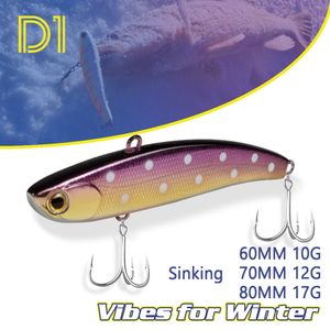 Hameçons de pêche D1 Vibes pour Rattlins d'hiver 80mm 17g longue coulée appât dur naufrage artificiel bar brochet matériel 230221