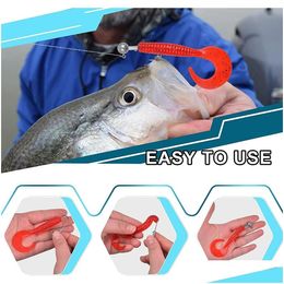 Crochets de pêche Fishhooks 50pcs / boîte Kit de tête de gabarit Calable rond pour les leurres de ver à oreilles