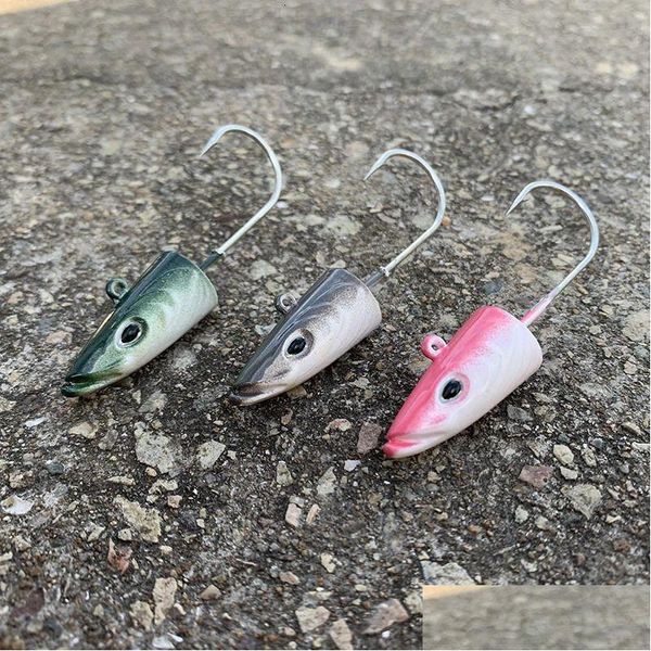 Ami da pesca Ami da pesca Haimaluo Jig Head Hook Parte Happy Soft Lure Acqua salata artificiale Sea Bassfishing Bait Swimbait Tackle Fish Dhw6V