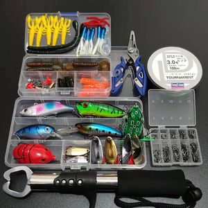 Vishaken vissen Lure Set 164pcs Mixed Spoon Vib Lure Kit Soft Lure Frog Minnow Popper Hooks All Fishing Accessory Freshte Water B225 230317