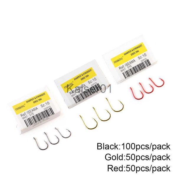 Anzuelos de pesca FTK 50-100pcs Anzuelo de pesca Acero con alto contenido de carbono 1# -12# ISEAMA WHIT EYE Bagre Anzol Japón Carpa Anzuelos para accesorios de pesca x0822