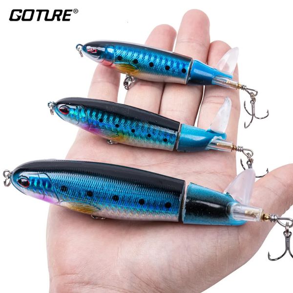 Anzuelos de pesca Goture Whopper Popper 10cm11cm14cm Señuelos de pesca de superficie Blowups Pike Baits cola giratoria Tackle Crankbait Wobblers 231031