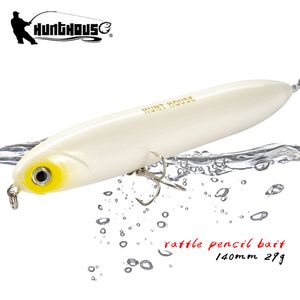 Anzuelos de pesca Hunthouse Chatter Beast Surface Lápiz Señuelos Long Casting Seabass Floating 140mm 29g Walk The Dog Hard Bait Top Water 230526