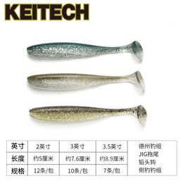 Vishaken Japan Keitech K Brand 2 inch Easy Shiner Small T Tailed Fish Luya Soft Aas omgekeerde Texas Jig Decoy 230520