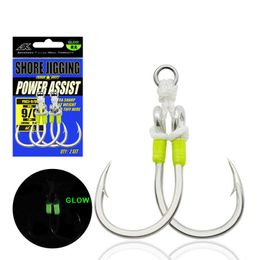 Vishaken JK PACJ Short Jigging Power Fishing Hook 1/0-11/0 Hoog koolstofstaal Lumineuze PE-lijn Assist Fishhooks P230317