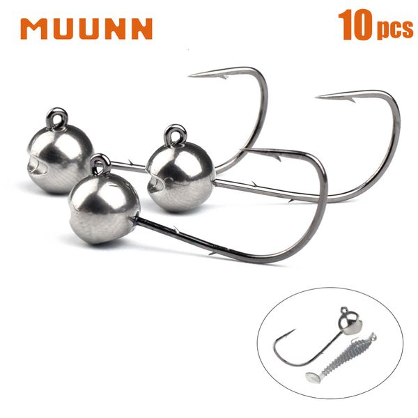 Anzuelos de pesca MUUNN 1020PCS Tungsteno Jig Head Hook 1g15g2g25g3g Barbed Shaky Rig Rockfish MANTIS AJING Señuelo suave Bass Salmon 230608