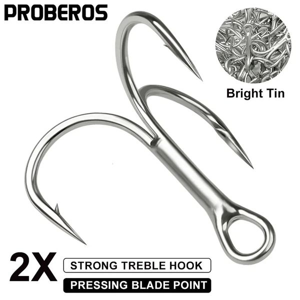 Anzuelos de pesca PROBEROS 100 Uds. Anzuelos de pesca 18-16-14-12-10-8-6-4-2-1-1/0-2/0-3/0-4/0-5/0# anzuelos triples de alto carbono Anzuelos de triple púa 231204