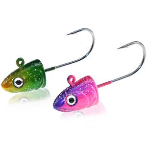 Hameçons de pêche Crochet de tête de poisson simulé 3.5g / 5g / 7g / 10g 5PCS Jig de pêche Hameçon en acier à haute teneur en carbone 3D Eyes Pike Bass Fishing Tackle 2021 P230317