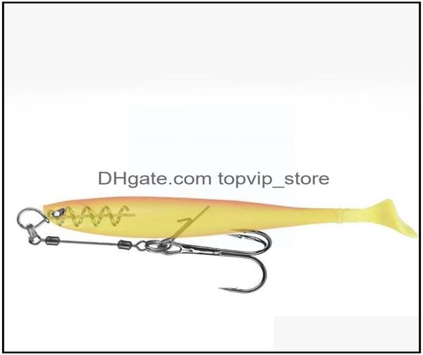 Hameçons de pêche Plate-forme de leurre souple Crochet simple Double gréement Terminal de matériel triple Accessoires en acier à haute teneur en carbone R1W6 Drop Delivery 2027679921