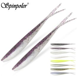 Anzuelos de pesca Spinpoler 2 "3" 4 "Señuelos blandos Jerk Minnow Shad Drop S Bait Swimbait Split Tail para lubina, trucha, Lucio Walleye Pesca 231031