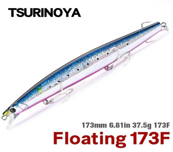 Hameçons de pêche TSURINOYA 173F Ultralong coulée flottant vairon 173mm 681in 375g leurre d'eau salée STINGER artificiel grand dur Bai1337000