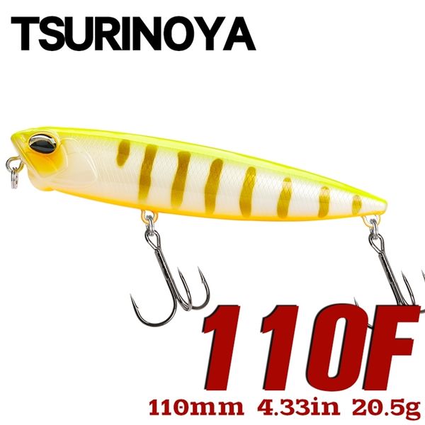 Hameçons de pêche TSURINOYA Topwater Floating Pencil Wobblers 110mm 205g DW58 Bass Lure Stickbait Snakehead Professional Artificiel Dur Appât 220830