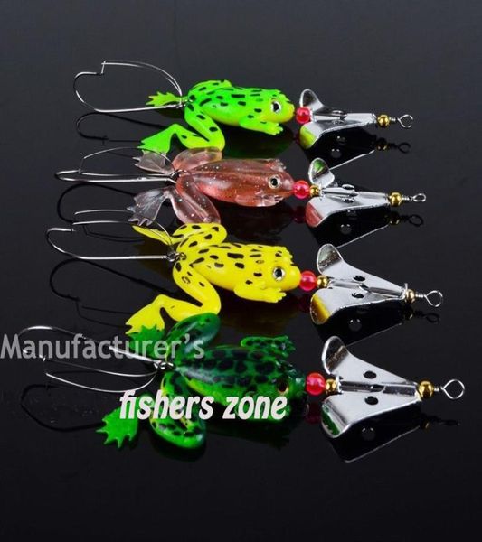 Encadré de pêche 8pcslot grenouilles en caoutchouc Lucs de pêche doux et carabait de crankbait 9cm35403962g Lures de cuillère de spinner1542948