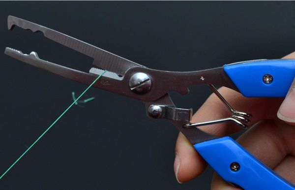 Livraison gratuite Pinces de pêche Pinces coupantes multi-outils en acier inoxydable Kits d'outils de couteau coupe-fil pour l'extérieur 2 en 1